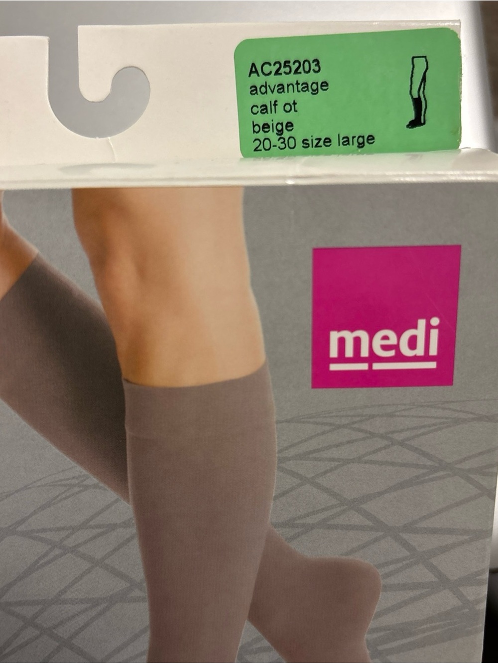 Duomed Advantage 20-30 mmHg knee high Compression size large  - Beige (open toe)